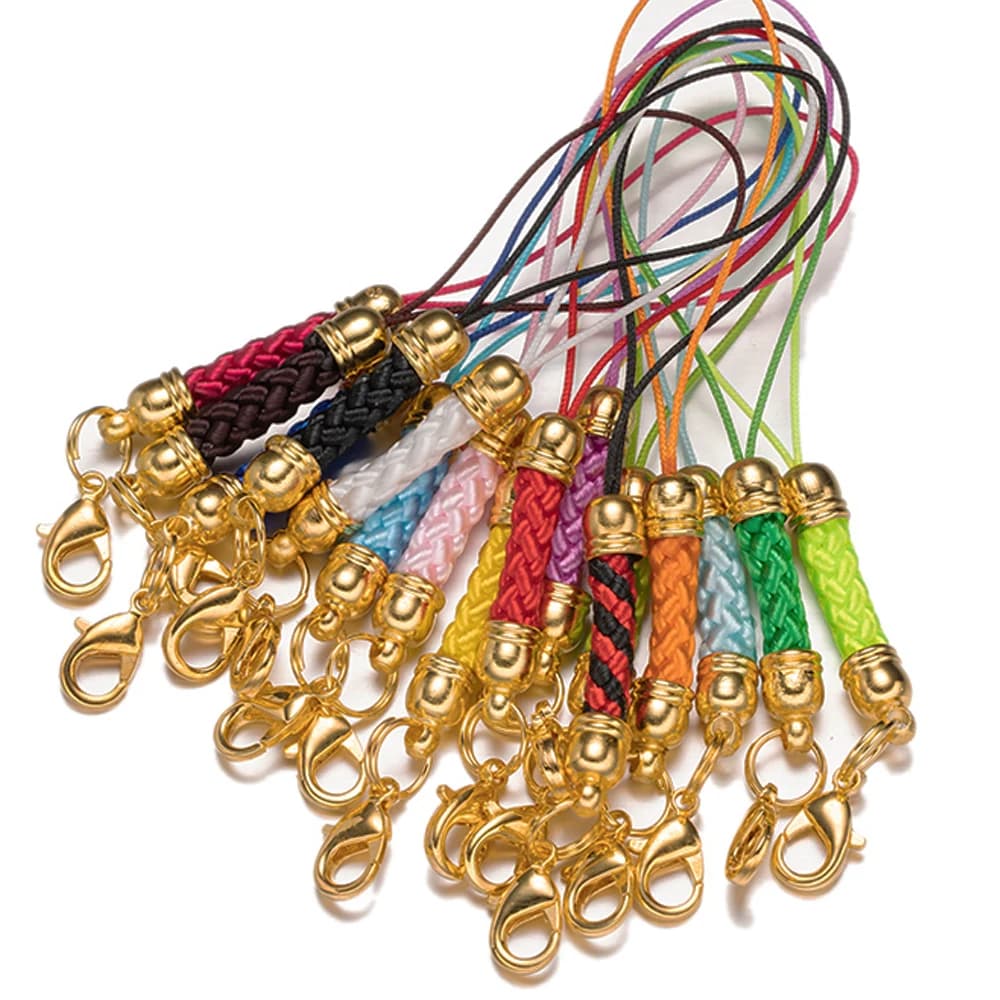 10 pieces string keychain with jumping rings snap closure lariat lariat cord for diy keychain pendant jewelry creation supplies