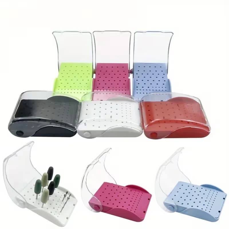 Organizzatore per punte da trapano dentali per impieghi gravosi con chiusura sicura - Scatola per punte da trapano dentali a 60 fori, design trasparente per una facile identificazione, fessure di ventilazione per evitare l'accumulo di umidità - Ideale per chirurgia, assistenti odontoiatrici e studi dentistici - Costruzione in plastica resistente, chiusura sicura, accessori dentali professionali, struttura di alta qualità, forniture per studi dentistici