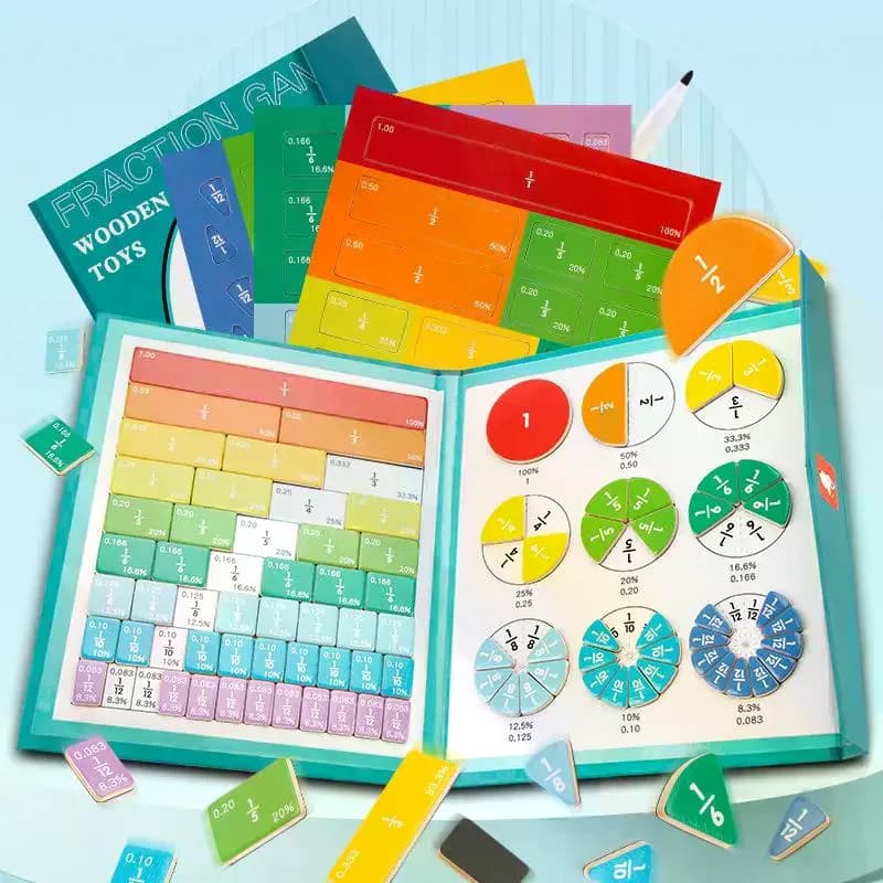 1 Set Piastrelle per frazioni magnetiche per bambini e cerchi di frazioni Manipolatori matematici per giocattoli educativi per frazioni magnetiche elementari