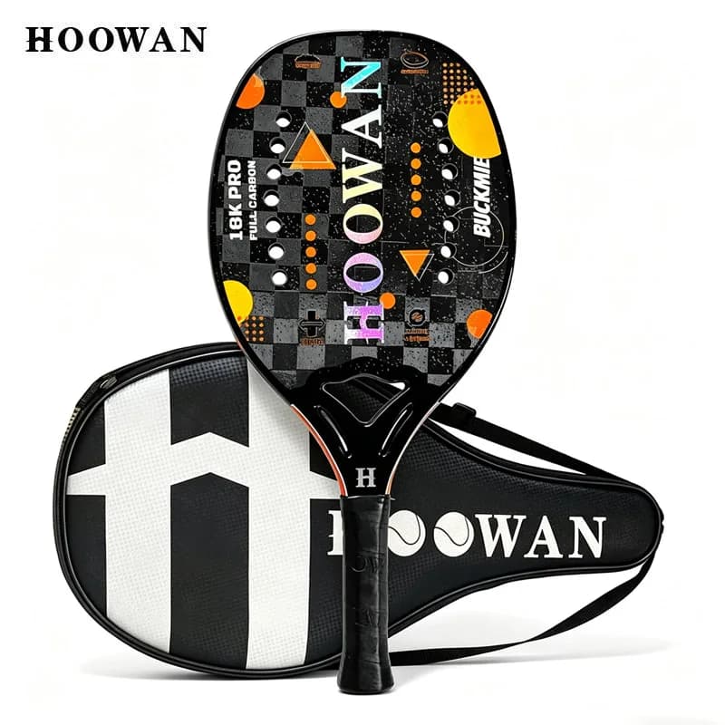 HOOWAN BUCKMIE Racchetta da beach tennis Fibra di carbonio Grana 18K Superficie di trattamento 20 mm