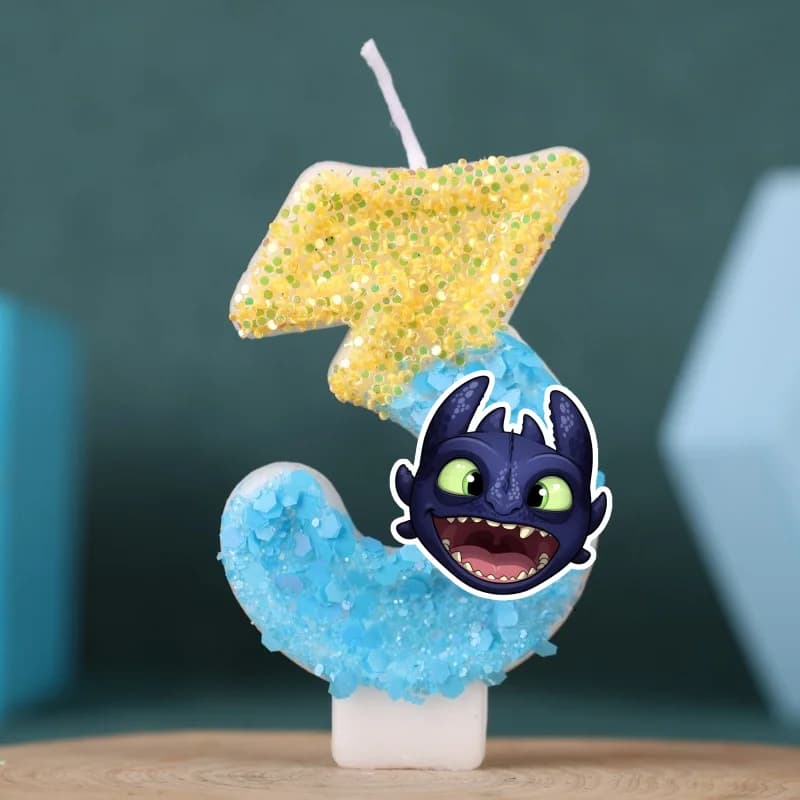 Candela a Forma di Drago per Torta di Compleanno, Decorazione per Torta di Compleanno Toothless, Topper per Torta, Decorazione per Baby Shower, Regalo
