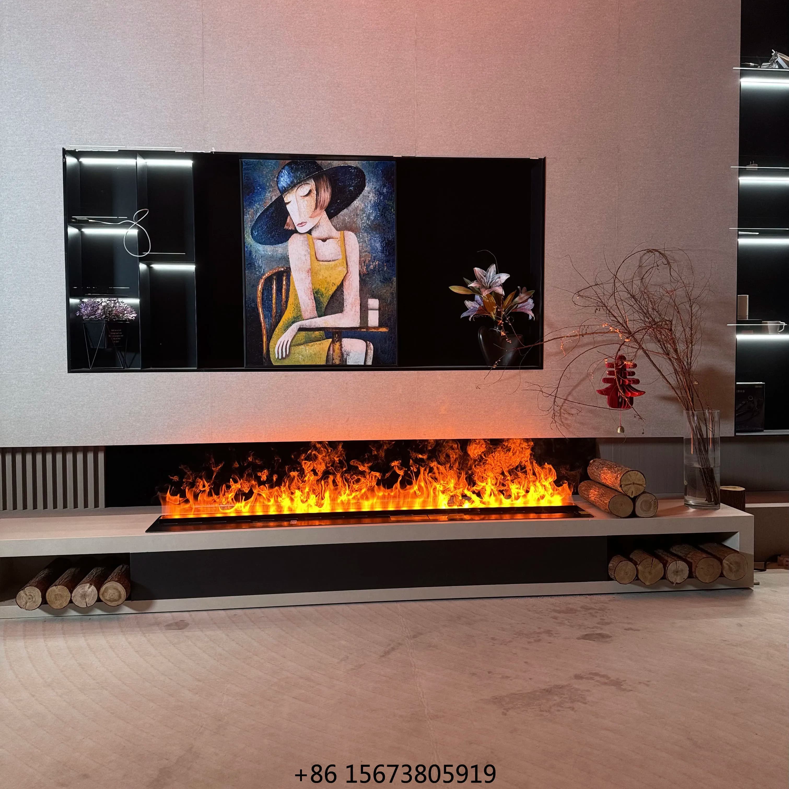 3D Electric Cam with Steam and Water Effect, Remote Control, Interior TV Decoration, Modern and Intelligent LED Atomized Unit