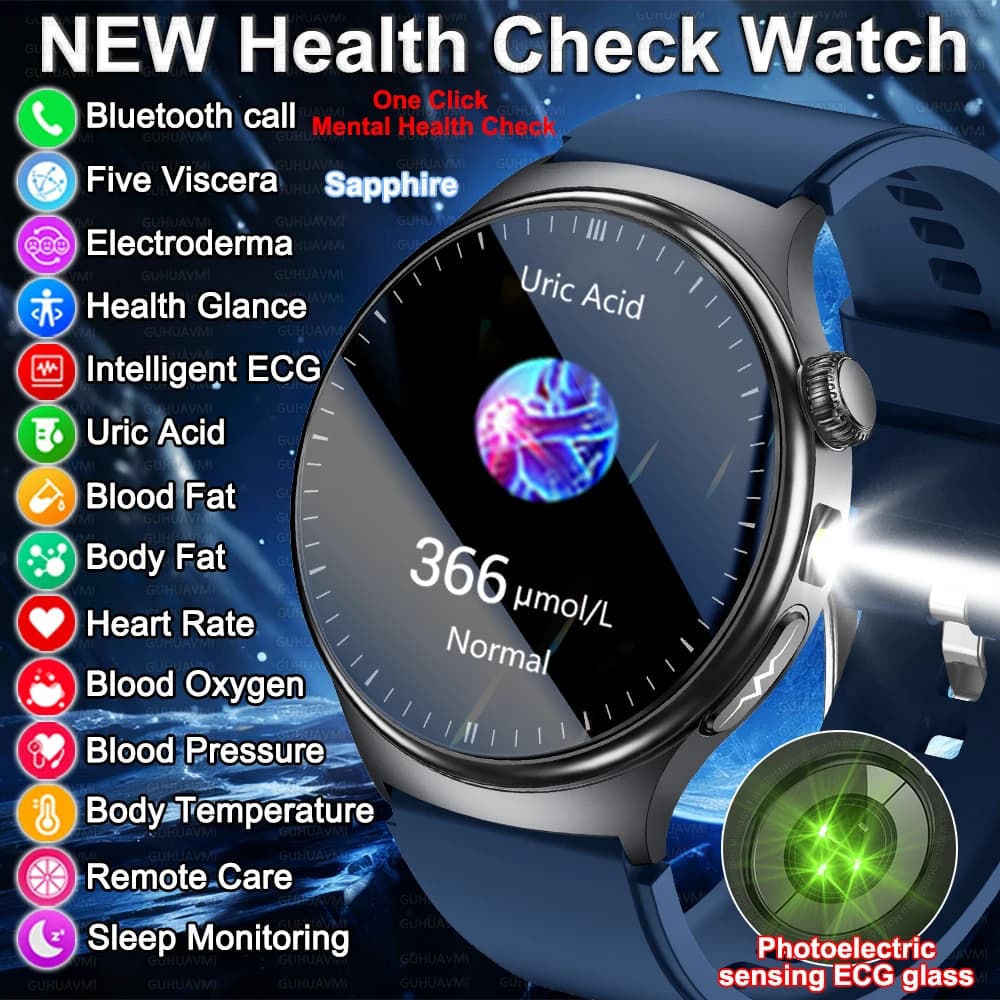 Nuovo Smartwatch Aggiornato per il Controllo della Salute Cardiaca, Esame dell'Acido Urico e dei Cinque Organi, Pressione Sanguigna, Chiamate BT, ECG, Orologio Intelligente da Uomo 2026