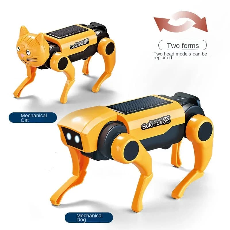 Kit robot solare di assemblaggio fai-da-te per bambini Cane meccanico Animale elettrico Bambole a energia solare Stelo Giocattoli educativi Regalo per bambini