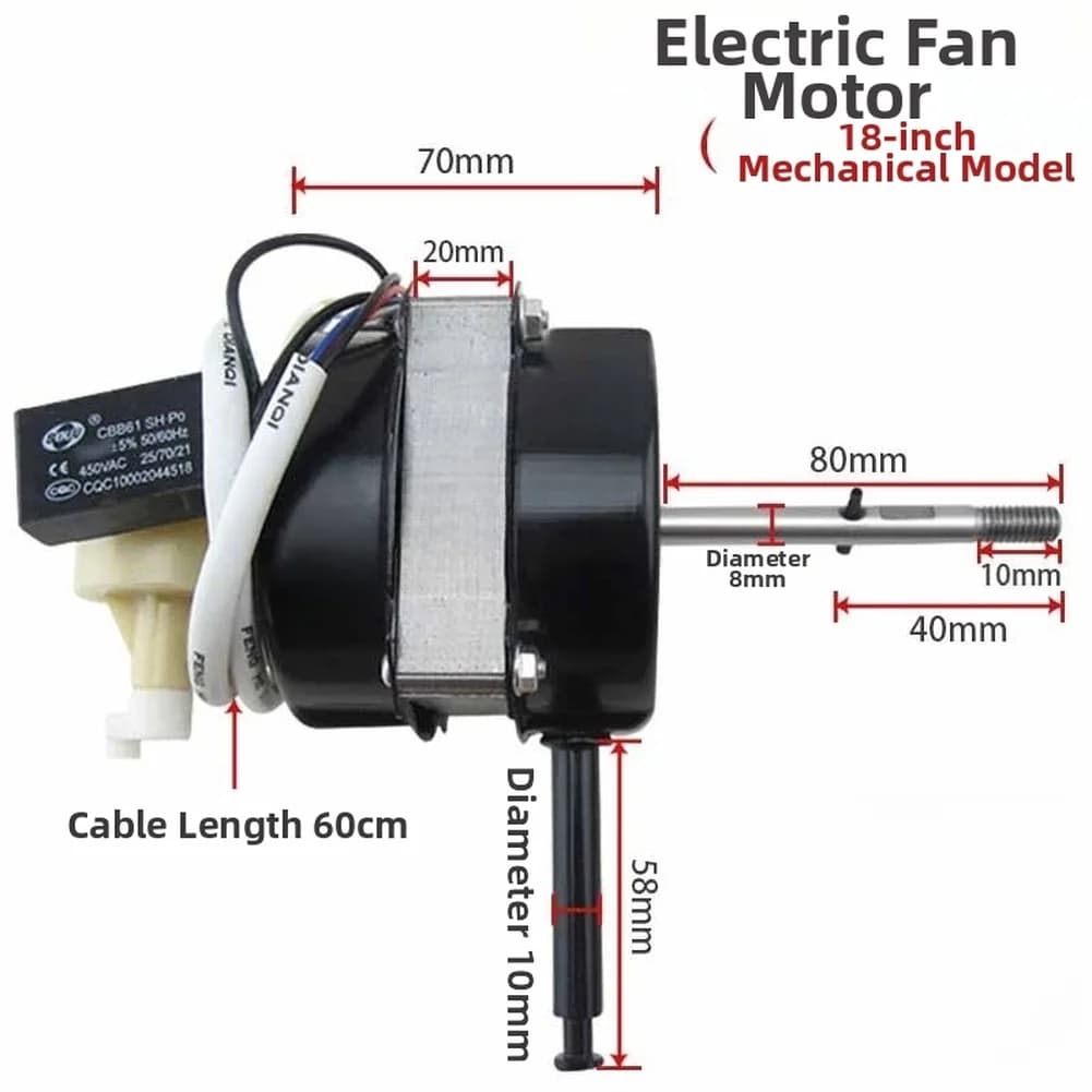 High Power 18 Inch Commercial Floor Fan Motor Featuring Dual Ball Bearing Copper Wire Construction For Indoor Air Quality