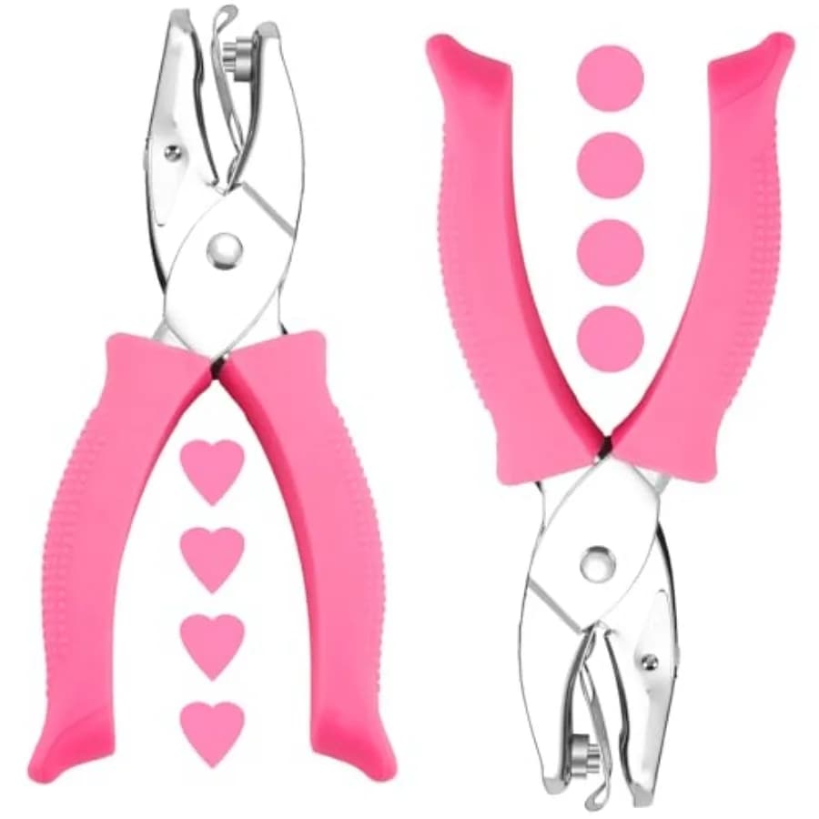 Single Hole Punch Kit, Durable Stainless Steel Hole Punchers with 1/4" Heart and Round Punch, Perfect for Scrapbooking, Card Ma