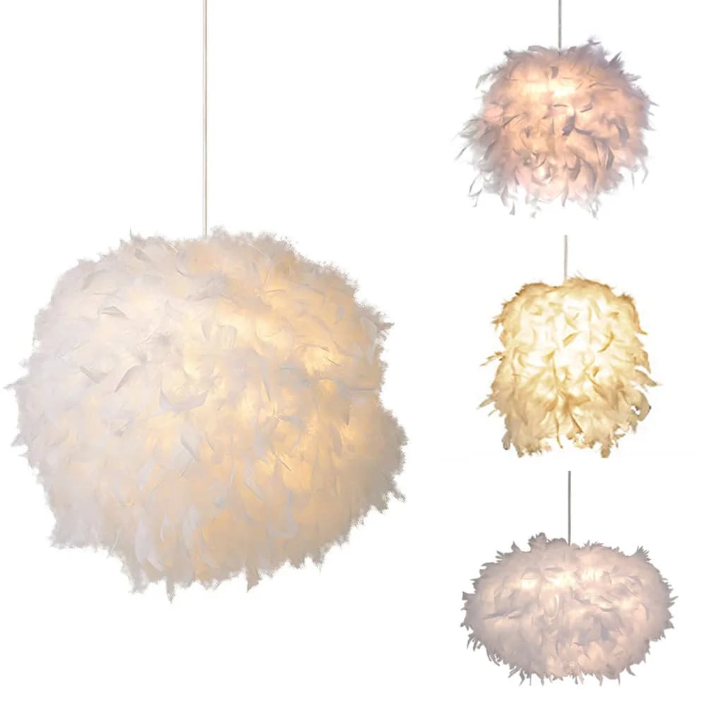 Lampada a sospensione con piume soffici Portalampada moderno E27 Lampada a sospensione Fata Apparecchio di illuminazione Camera da letto Soggiorno Lampadario Droplight LED