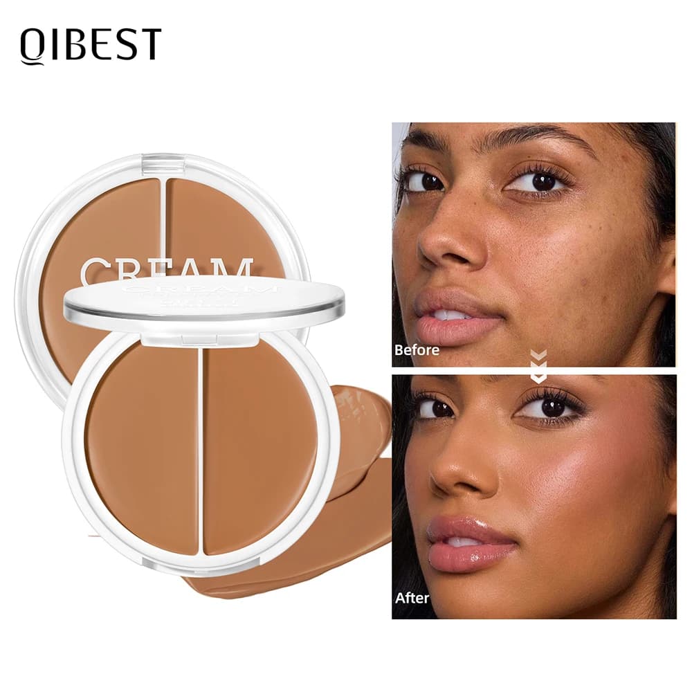 QIBEST Waterproof Cream, Hydrating, Opacizing, Covering, For Acne Scars, Illumina il Tono della Pelle, Cipria Compatta a Lunga Duration