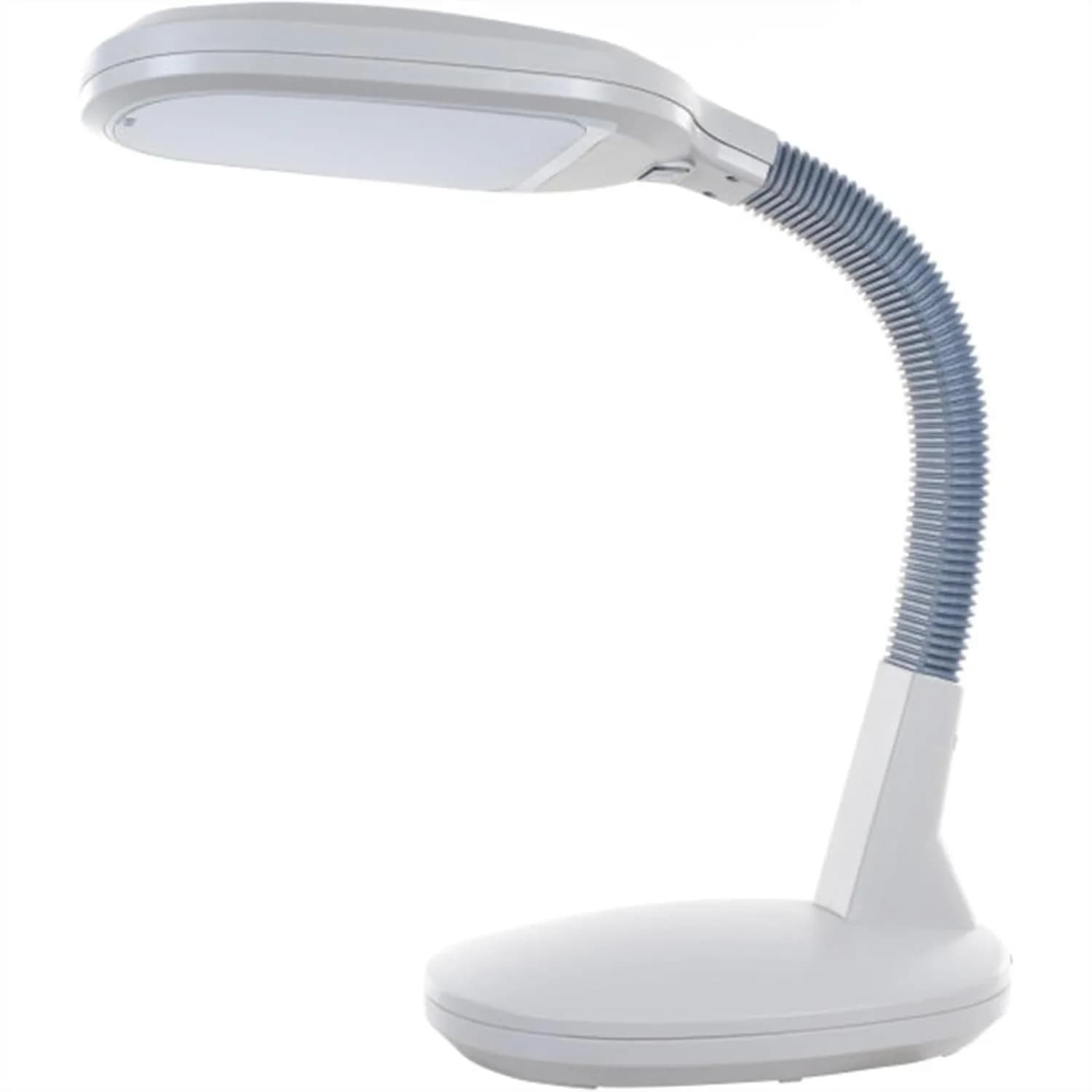 Lampada da scrivania a LED con collo flessibile regolabile, lampada a luce solare per lettura e lavori manuali, 4 livelli di luminosità, bianca