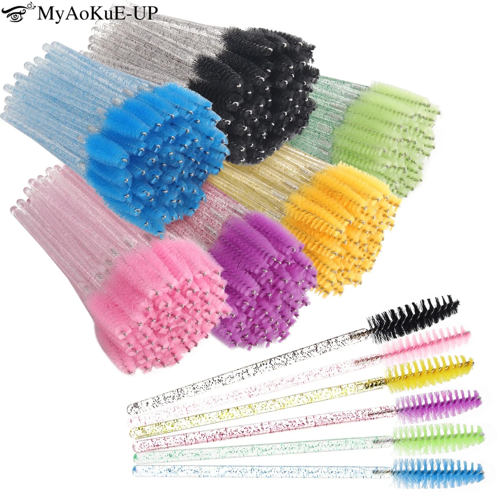 100/200pcs Use And Drop Crystal Brush For Eyelash Extension Eyebrow Brushes For Eyebrow Mascara Applicator Microbrush Beauty Tool