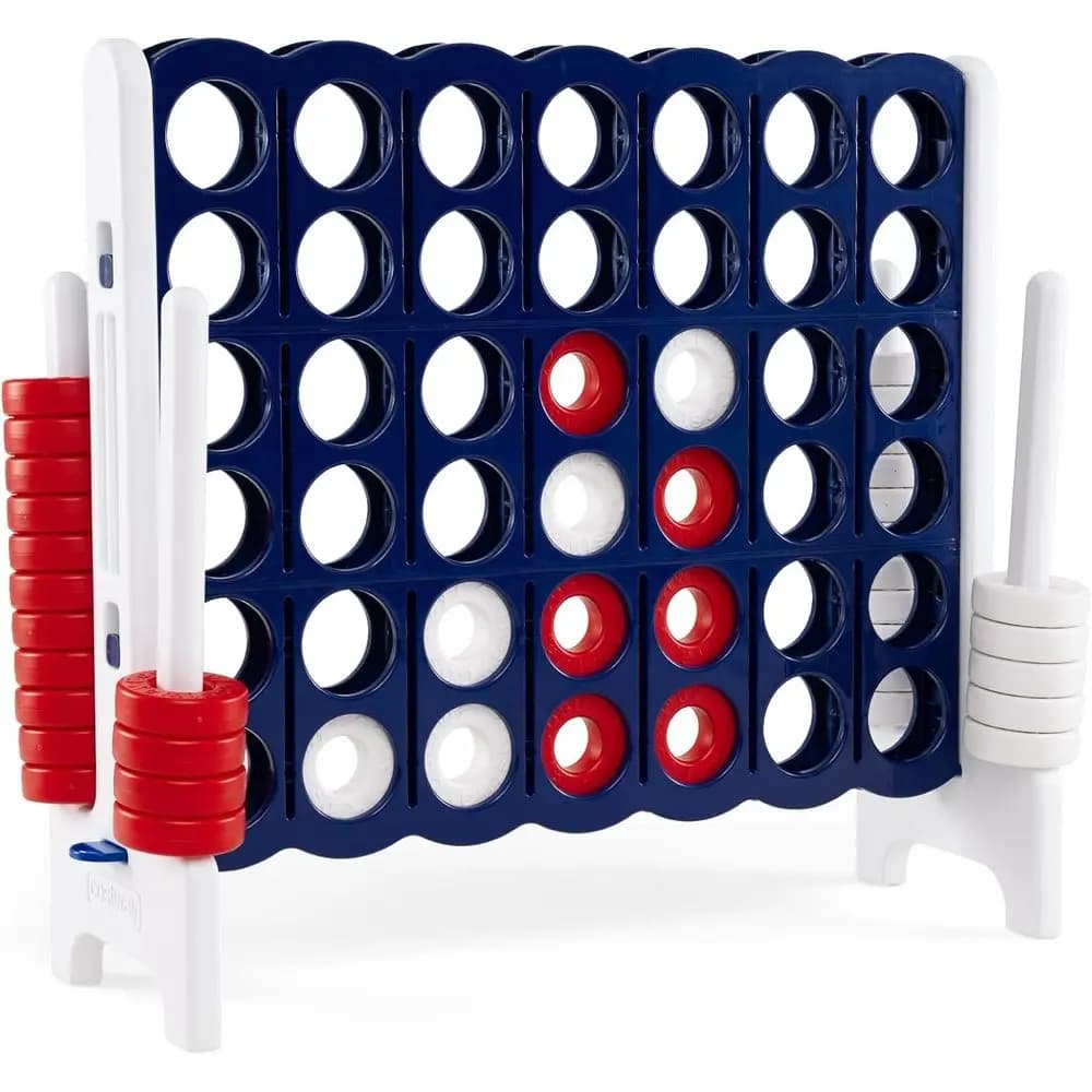 Gioco Jumbo 4 in fila con 42 anelli e cursori a sgancio rapido - Ideale per feste all'aperto e al chiuso