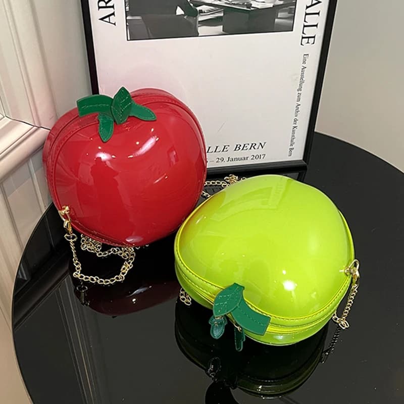 Funny bag with round design for lady Girls Trend Mini shoulder bag Japanese cute creative bag Apple Red women handbag