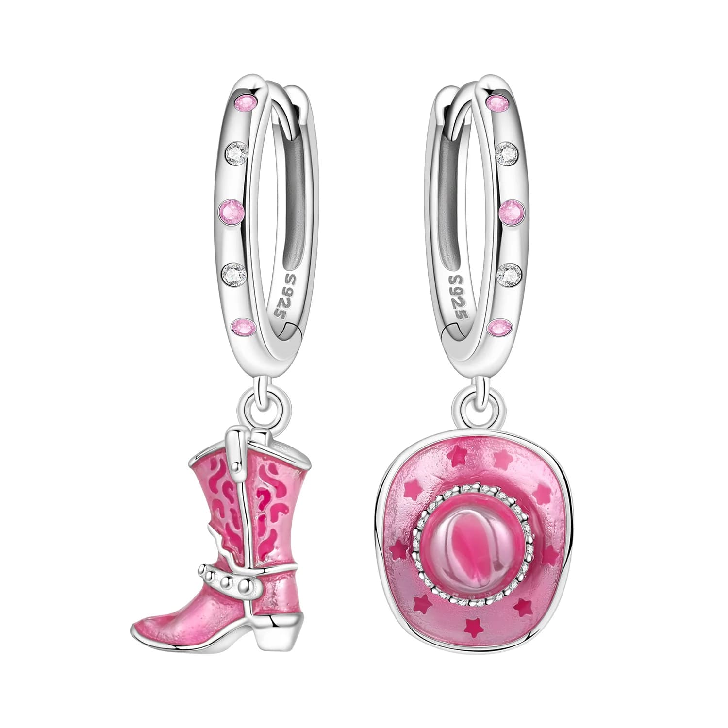 CYCUFF 925 Sterling Silver Pink Boot Hat Drop Earrings Women Earrings Charm Fashion Versatile Party Jewelry Gifts