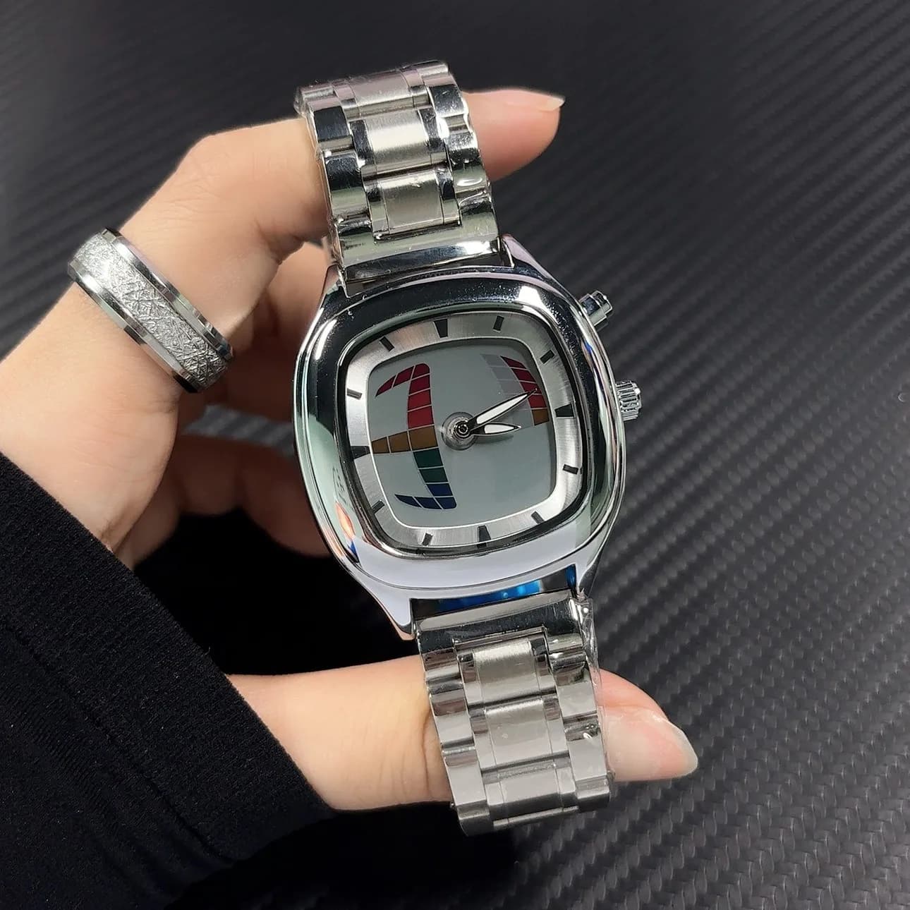 AAA Quartz Watch Square Color Y2K Pointer Number of Displays Stainless Steel Hot Watches Man Business Dynamic Design Customize Clcok