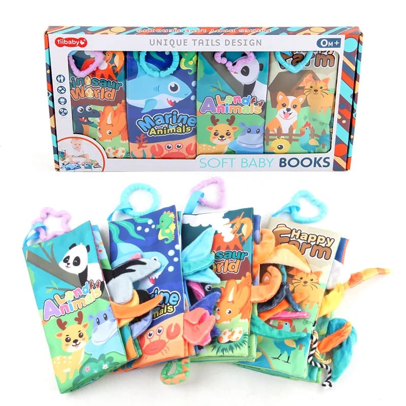 0-6 mesi Baby Early Education Toys Tail Cloth Book Puzzle genitore-figlio Interactive Sound Ring Paper Baby Puzzle esercizio giocattoli