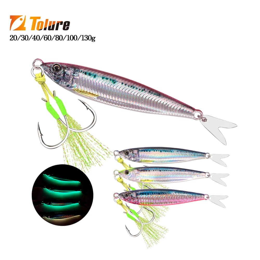 TOLU 2024 NUOVO 3D Stampato Affondamento Veloce Richiamo di Metallo Jig 20g-130g Con Bobina di Acqua Salata Shore Casting Richiamo di Pesca Verticale metallo Jig