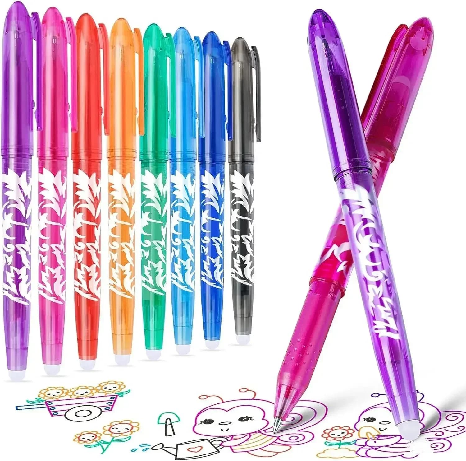 8/12 Colors Erasable Ballpoint pen Erasable Gel Pens Refill Rod Set Rainbow Washable Handle Creative Drawing Stationery School
