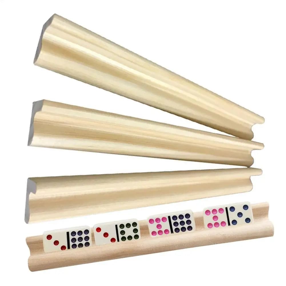 4 vassoi per domino Scaffali per domino in legno Supporti per domino per piastrelle Treno messicano Mahjong Bambini Anziani Adulti Giocatore professionale
