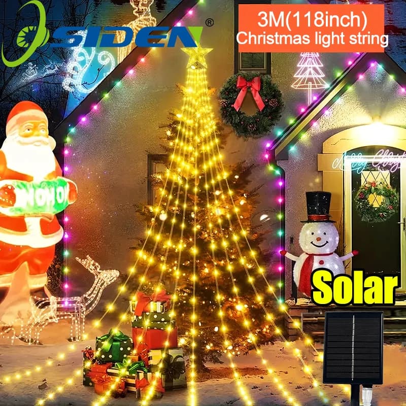 Stringa luminosa per decorazioni natalizie per esterni 3M/2M IP67 Luci a stringa stellate a LED con pentagramma per illuminazione natalizia per feste in casa