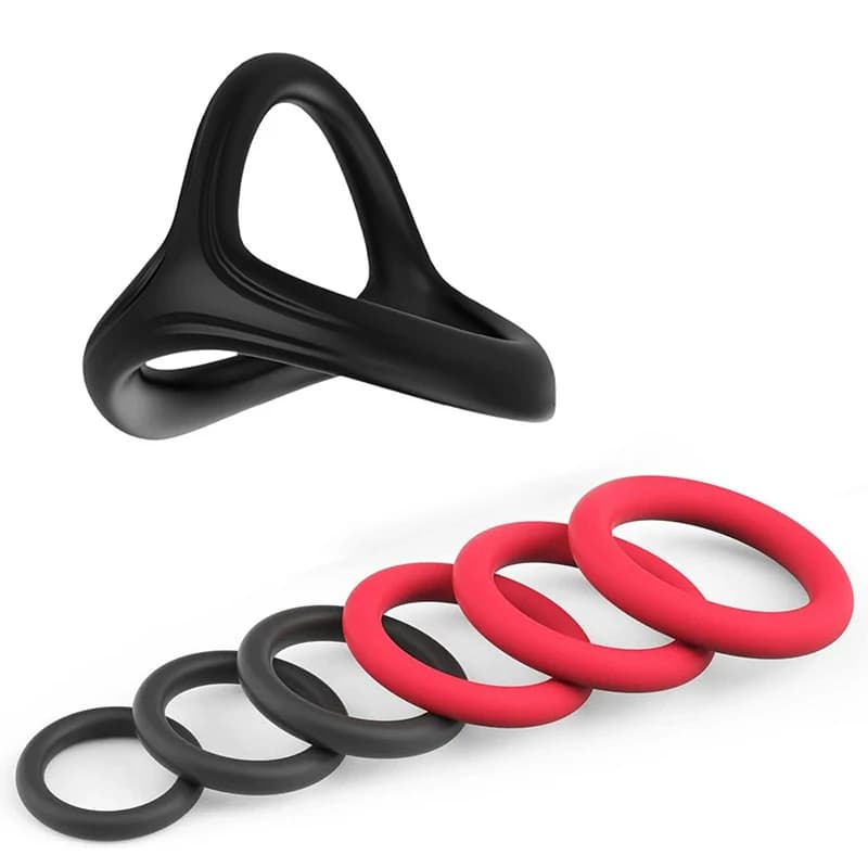 Set di 6 Anelli per Pene in Silicone per Uomo, Anello Triangolare per Migliorare l'Erezione con Perline Massaggianti, Ritardante l'Eiaculazione, Giocattoli Sessuali