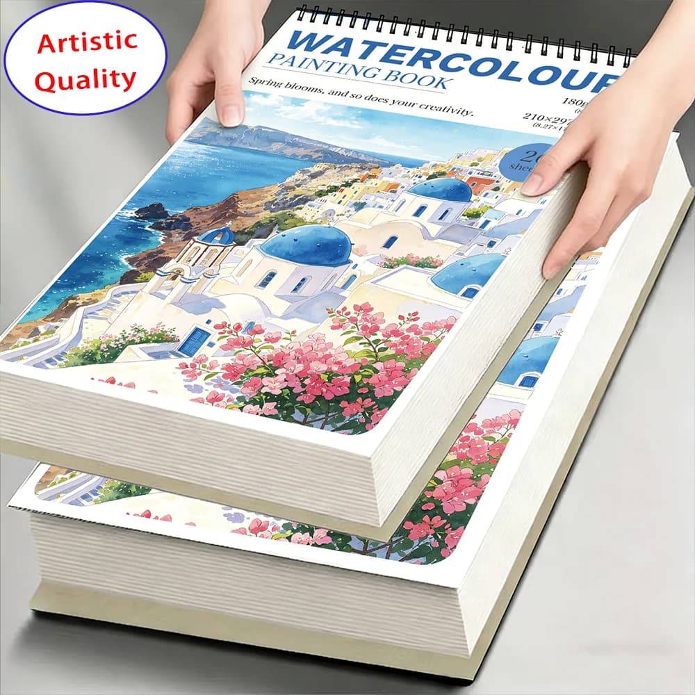 A4/A5 Spiral Watercolor Paper Sketchbook, 180GSM 26 Sheets, Versatile Art Notebook for Drawing Coloring & Journaling, Art Supply