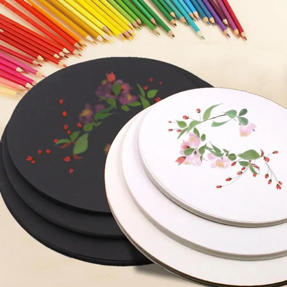 Durable Round Cardboard For Painting DIY Art Projects White Black Kraft Paper Board School Education Crafting Materials