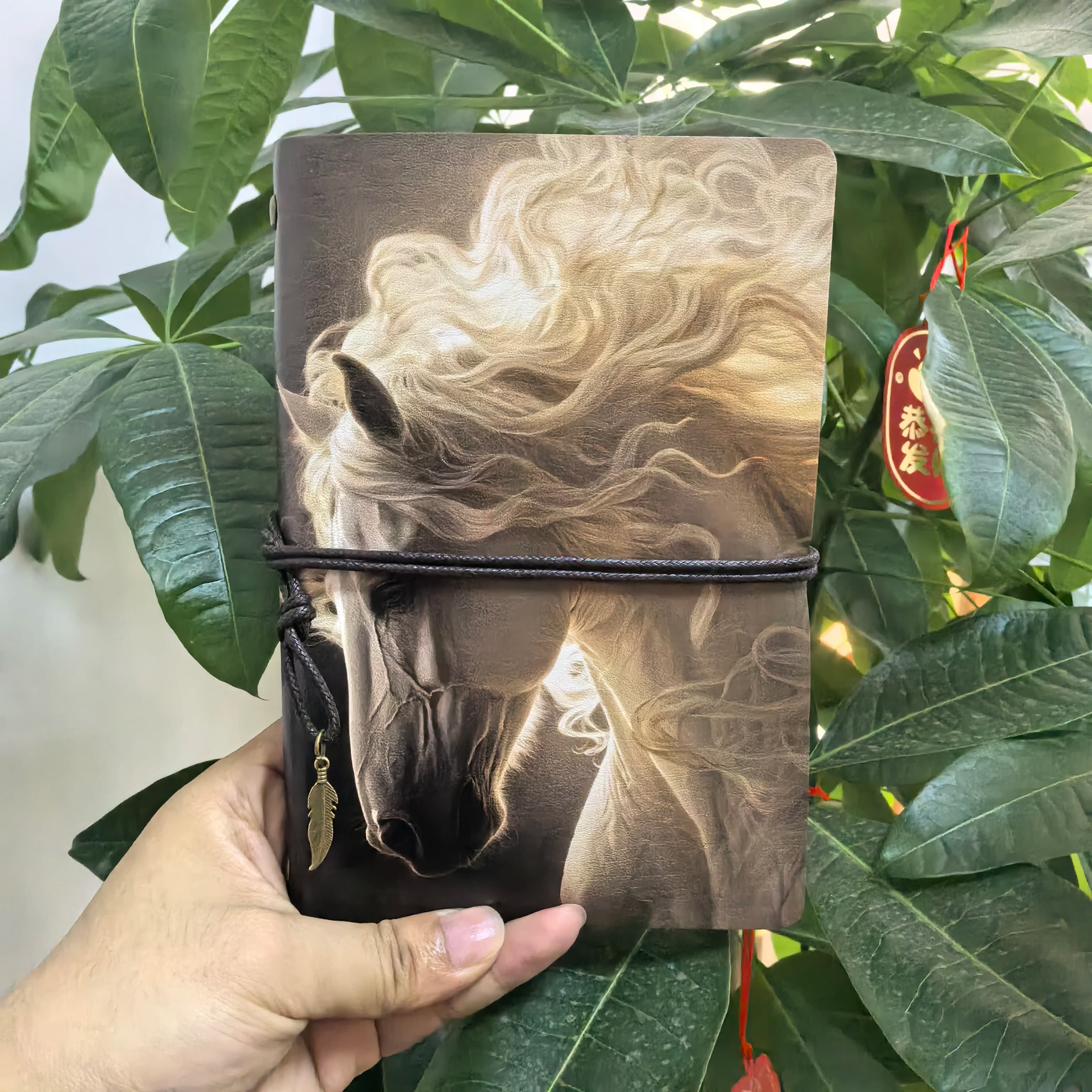 Vintage White Horse Leather Journal, Refillable Retro Travel Notebook,Aesthetic Handmade, Cool Gift for Horse Lovers, Hot Sale