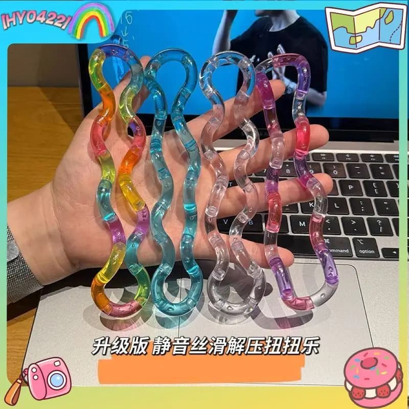Giocattolo Antistress Tangle Colorato Trasparente Silenzioso Liscio e Modellabile per ADHD Autismo Allenamento della Concentrazione Bambini Adulti