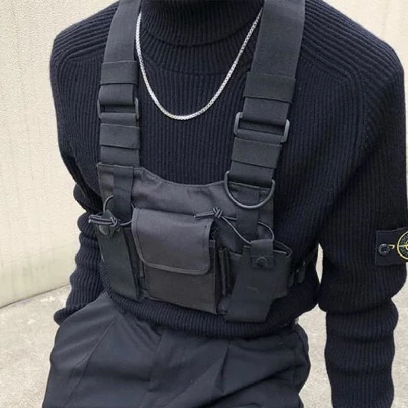 Gilet tattico Gilet militare in nylon pettorale rig Custodia Fondina Imbracatura tattica walkie talkie radio Marsupio per radio bidirezionale