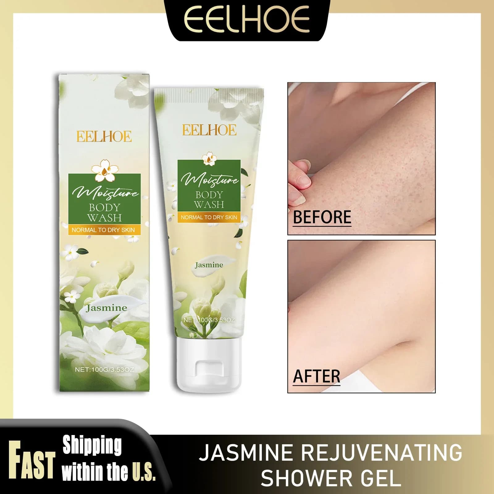 EELHOE Gel Shower 100g Gelsomino, Long-Term Hydrating, Skin Levigating, Illuminating Fragrance, Refreshing Product for Daily Bath