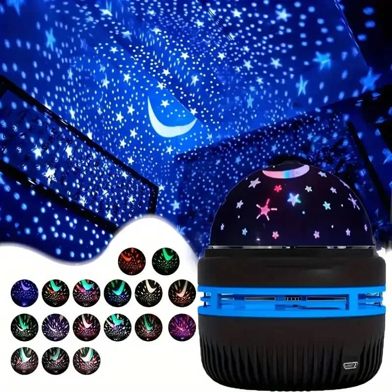 Luci Notturne LED Cielo Stellato, Lampada Proiettore USB, Sfera Magica Luna e Stelle, Luci Natalizie, Decorazioni Atmosferiche per Casa e Stanza