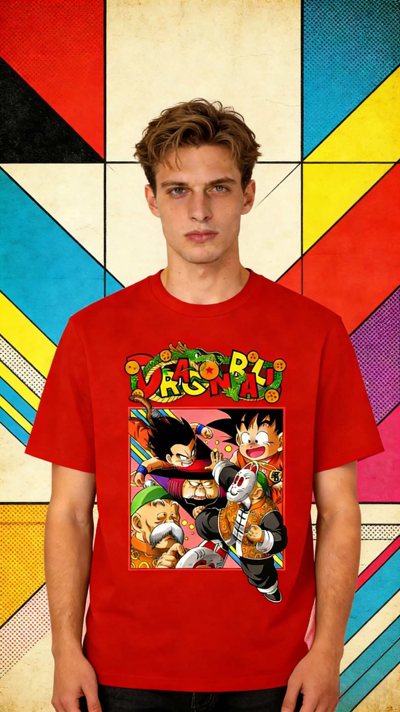 Summer T-shirt 2026 retro anime Dragon Ball, graphic shirt Goku, Gohan and Tao Pai Pai, casual and wide fit for everyday and sports use