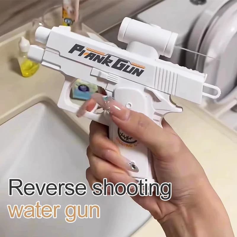 Creative 2-Way Water Spray Gun Reverse Splash Toy for Prank Press Spray Squirt Gun Double Directional Water Gun Fun Outdoor Toy