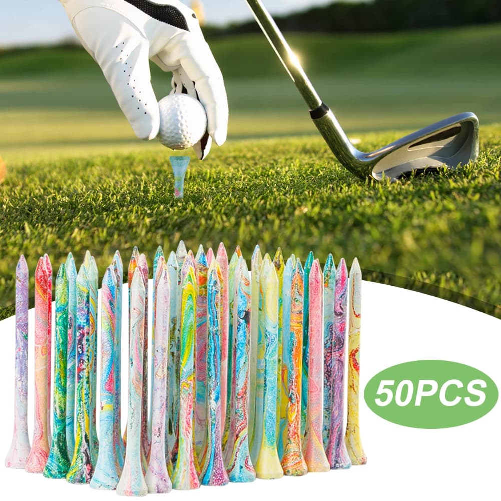 T-shirt da golf in legno da 50 pezzi T-shirt da golf in legno di colore misto Accessori T-shirt da golf colorate con supporto per palline da golf Accessori da golf