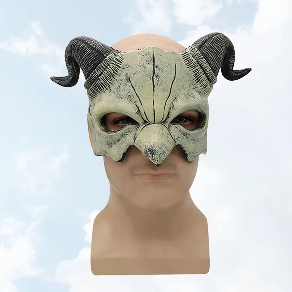 1 Pezzo Maschera Demoniaca a Mezzo Volto, Lavorazione Raffinata, Vestibilità Comoda, Accessorio per Feste di Halloween, Natale, Costume, Mascherata