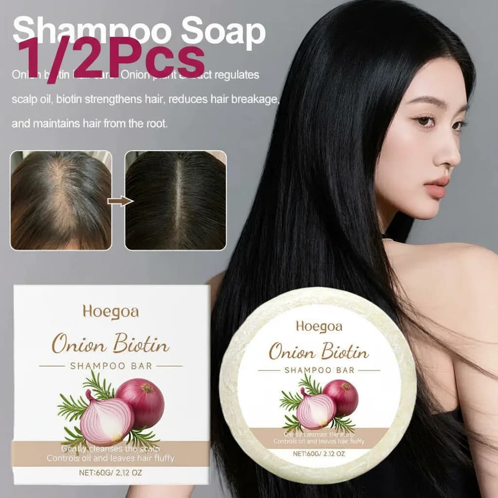 1/2 pezzi di sapone shampoo alla biotina di cipolla, rinfrescante, idratante, rinforza le radici dei capelli e riduce la caduta dei capelli, shampoo antiforfora