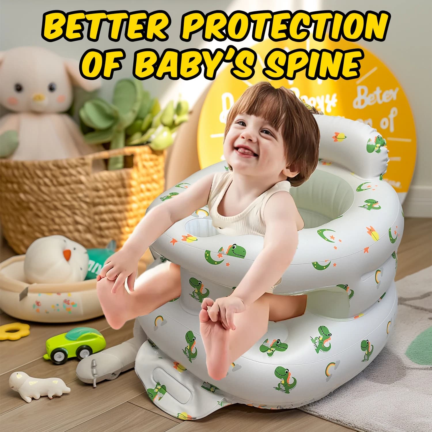 2025 New Inflatable Child Seat With Full Fence, Comfortable Sit Me Up Chair PVC, Inflatable Sit Sofa with Built-in Air Pump