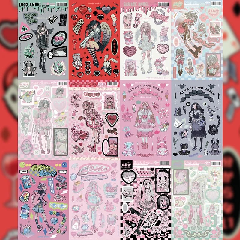Coreano DOMI Cartoon Sweet Cool Girl Personaggio Adesivi Conto a mano Cassa del telefono Diario Planner Notebook Adesivi decorativi fai da te