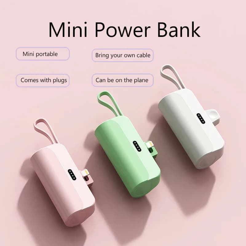 Mini Capsule Power Bank 10000mAh 2 IN 1 built-in C type cable External large capacity charging battery for IPhone Xiaomi