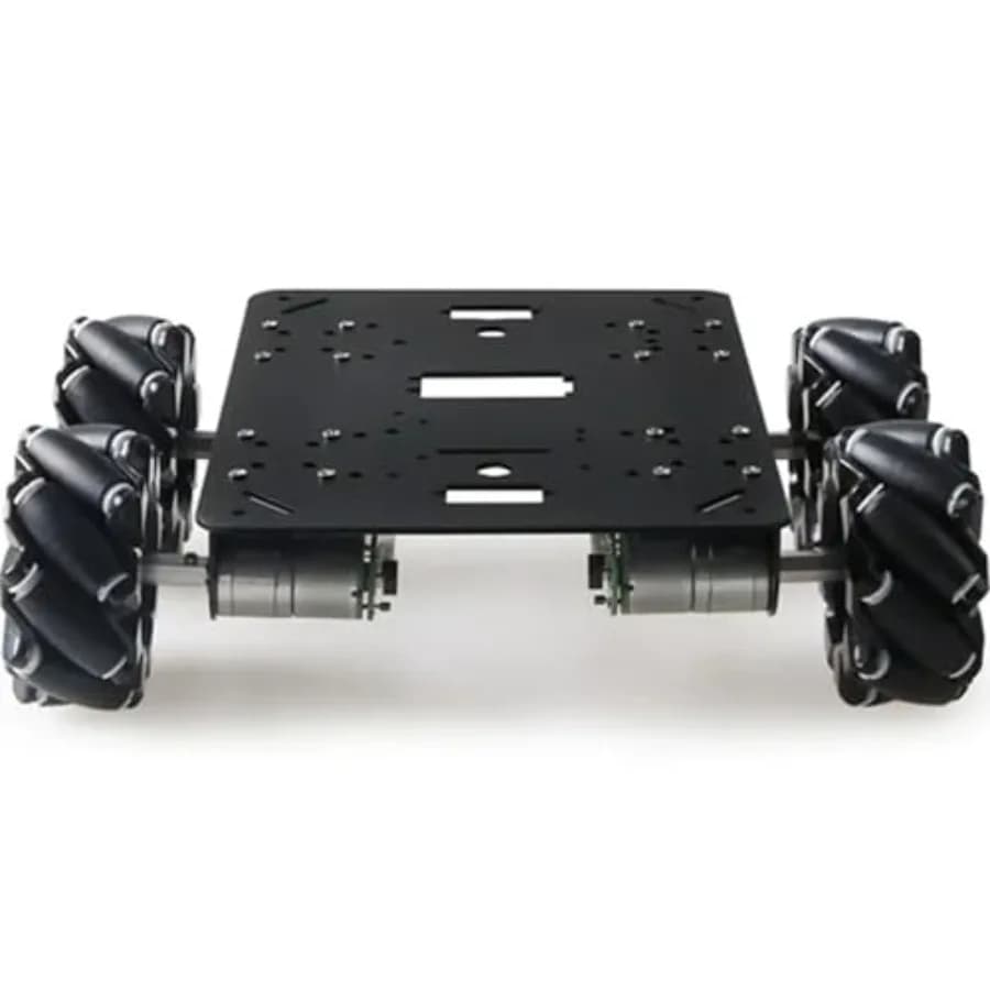 Telaio per auto con ruote mecanum omnidirezionali da 80 mm per Arduino/Raspberry Pi/Microbit con controllo remoto: metallo nero professionale 4WD