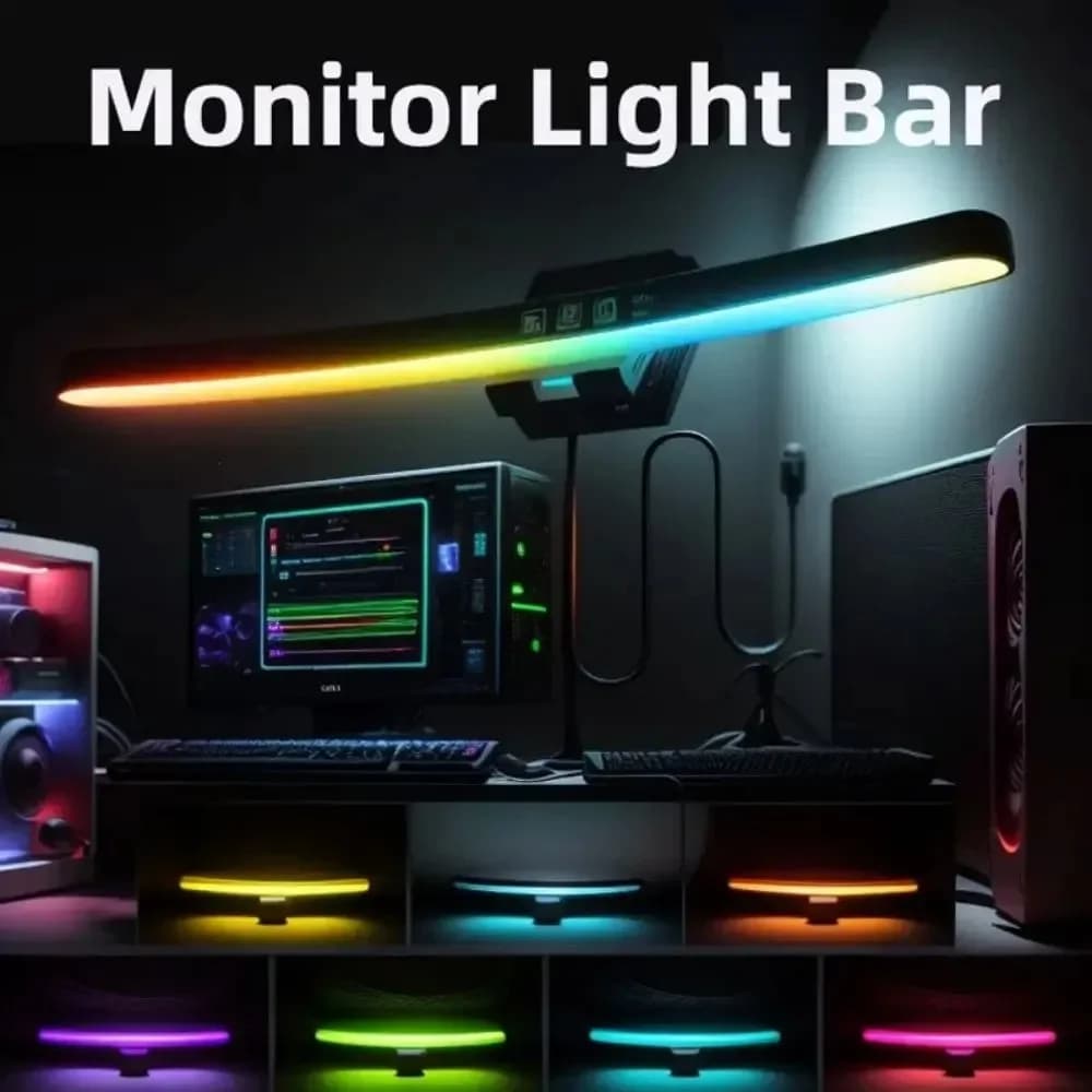 Display bar for curved monitor 3 color dimming Applicable to all screens No glare for eye care for desk/office/house/game