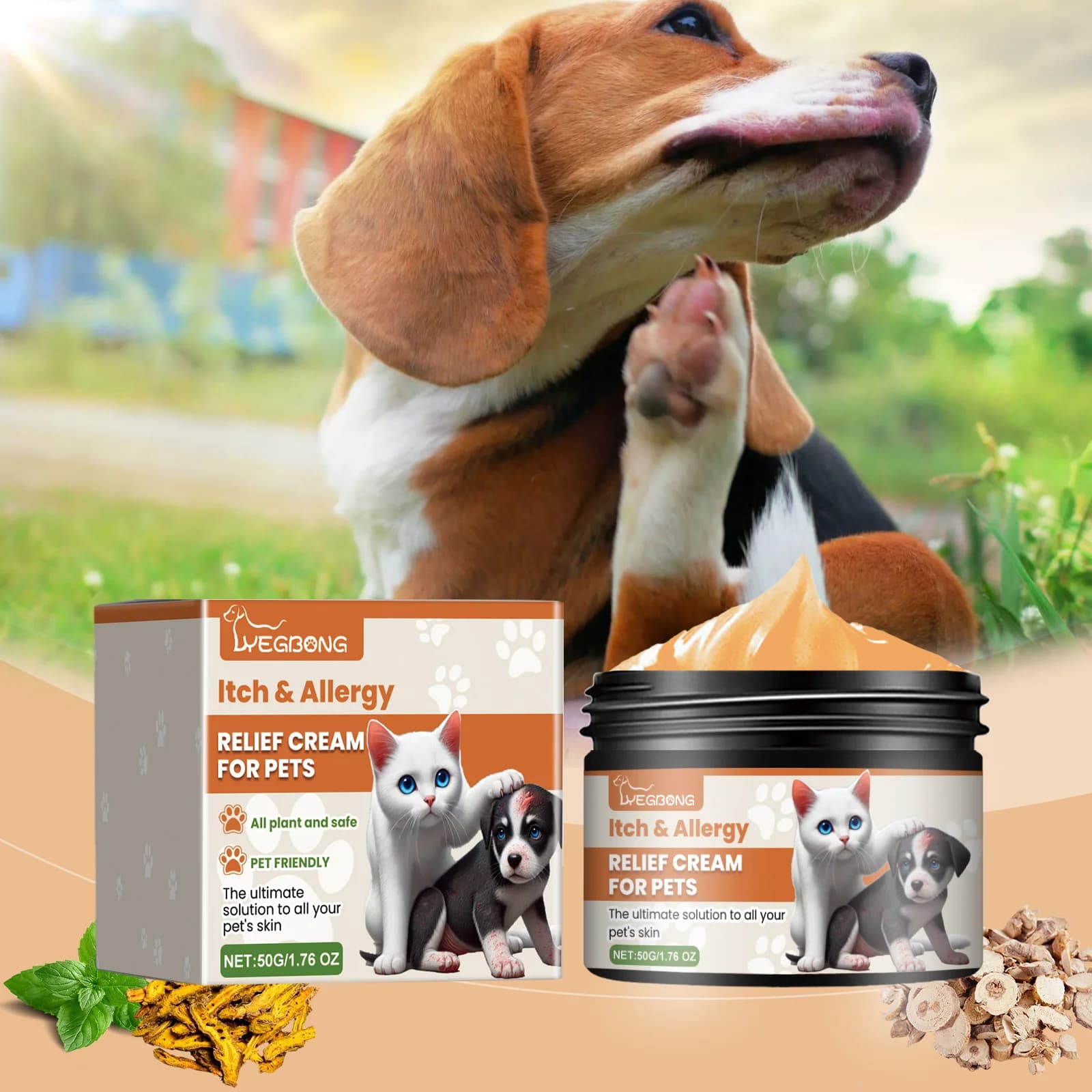 Yegbong New Pet Antiprurito Crema Antiallergica Antiprurito Pelle Lenitiva Recupero Cura Ripristino Riparatore Crema Nutriente A Base di Erbe
