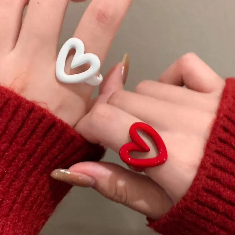 Y2K colorato smalto cuore dolce anello Trendy geometrico gocciolante olio per le donne ragazze divertenti Y2K Chunky gioielli estate nuovo