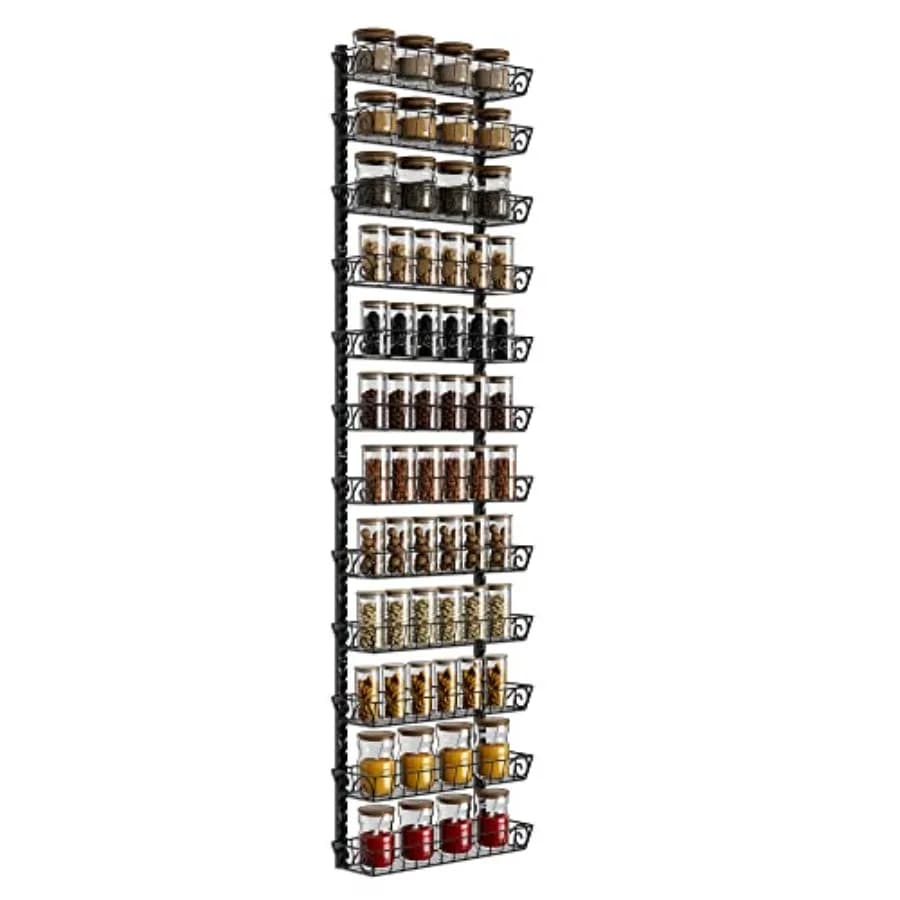 Porta Spezie Regolabile da Parete, Organizzatore Multifunzione a Doppio Uso, Mensola Sospesa per Cucina, Dispensa, Porta dell'Armadio