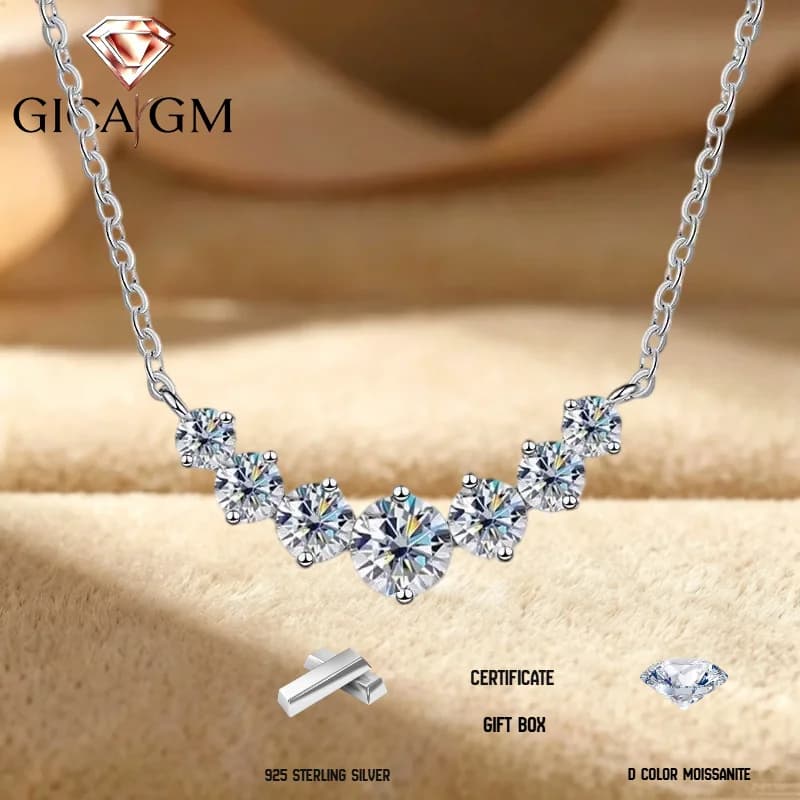 2.8CT Total Moissanite Necklace Elegant 925 Sterling Silver Neck Jewelry Decoration Gift for Proposal Engagement Birthday Gift