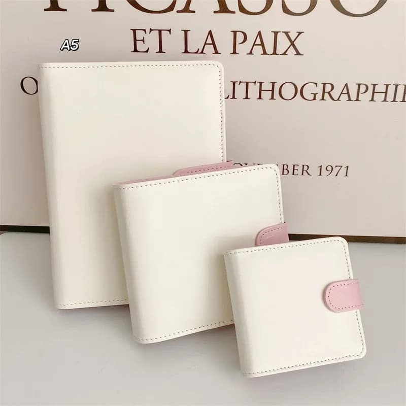 MINKYS Ins Hot White Pink Kawai A5 A7 A8 Kpop Photo Card Collector Book Album Pu Leather Notebook