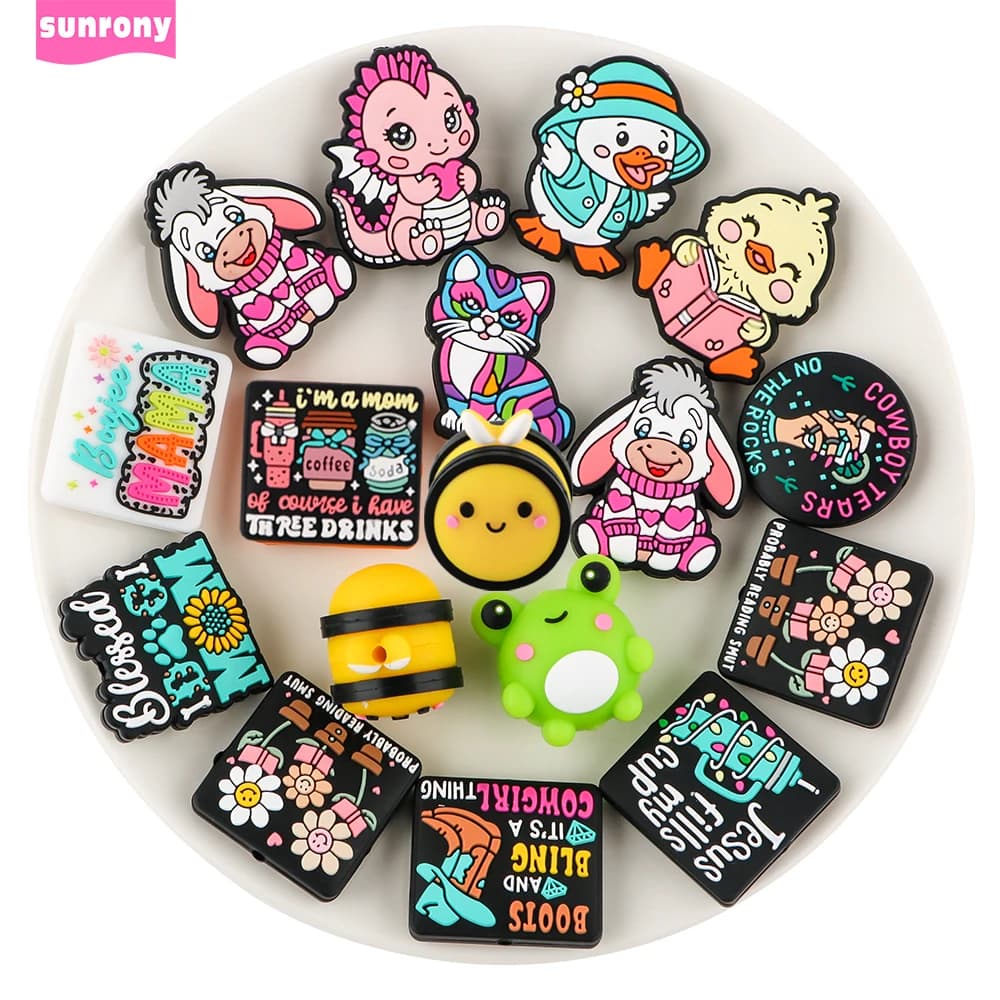 Sunrony 5/10 pezzi nuove perline focale in silicone per cartoni animati per la creazione di gioielli fai da te collana braccialetto portachiavi accessori fatti a mano