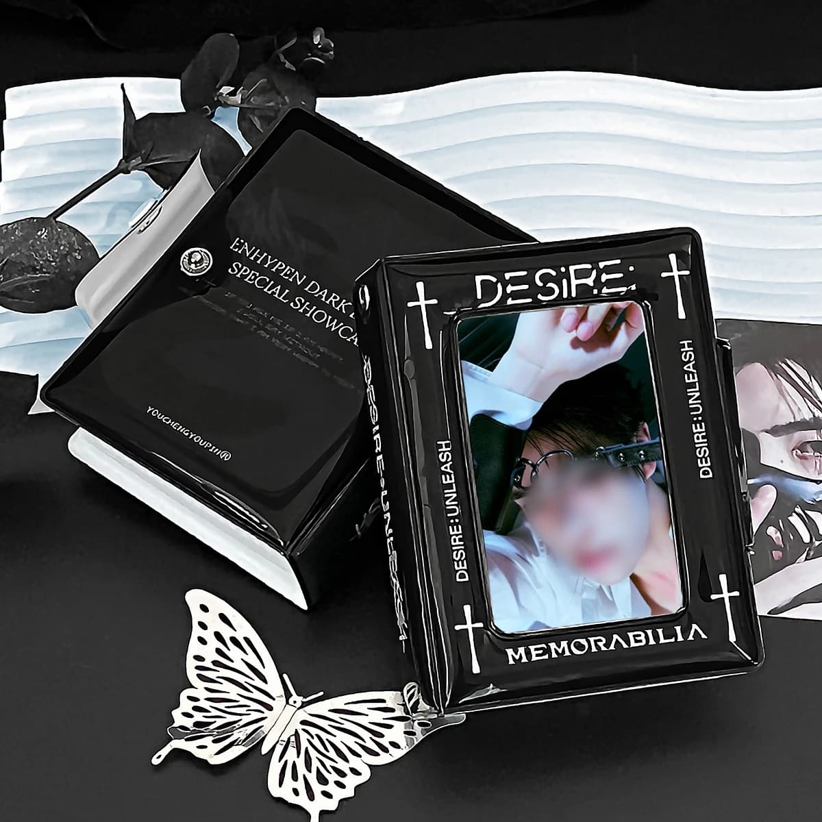Album fotografico personalizzato Black En Album, Kpop En-Hypen Comeback, Desire Album Photocard Display, Materiale Pu, per 3-3. Cartoline fotografiche da 5 pollici, porta carte per foto dell'album idol