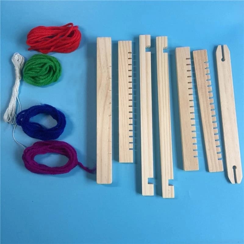 090B Mini Wooden Weaving Loom Weaving Art for Children Hand Knitting DIY Machine Miniature Weaving Loom