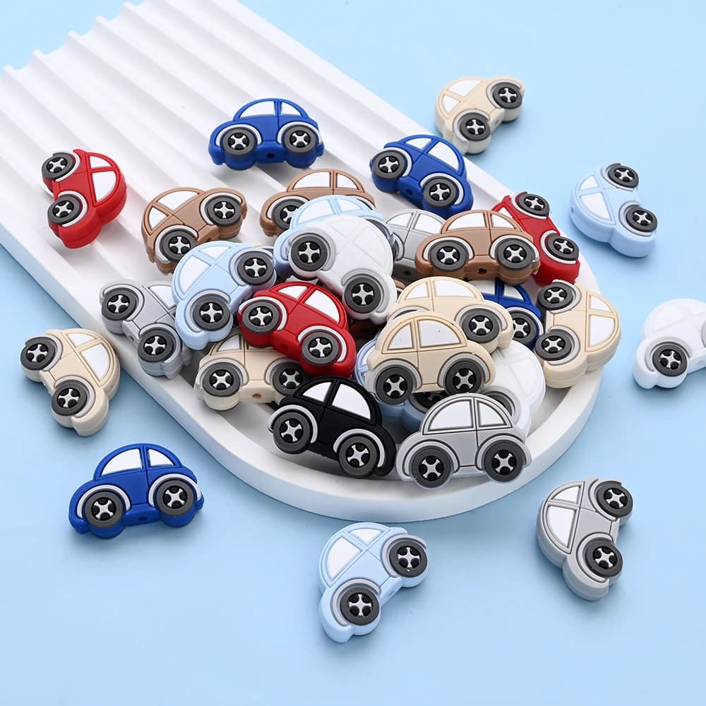 8 pezzi fai da te perline in silicone colorato auto messa a fuoco perline allattamento per bambini perline massaggiagengive per ciuccio per bambini collana braccialetto a catena creazione di perline